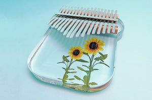 Open image in slideshow, 17 key Acrylic Transparent Kalimbas Featuring Sunflowers - Relaxation Studio
