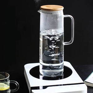 Glass Water Kettle Jar with Wood Lid - Relaxation Studio