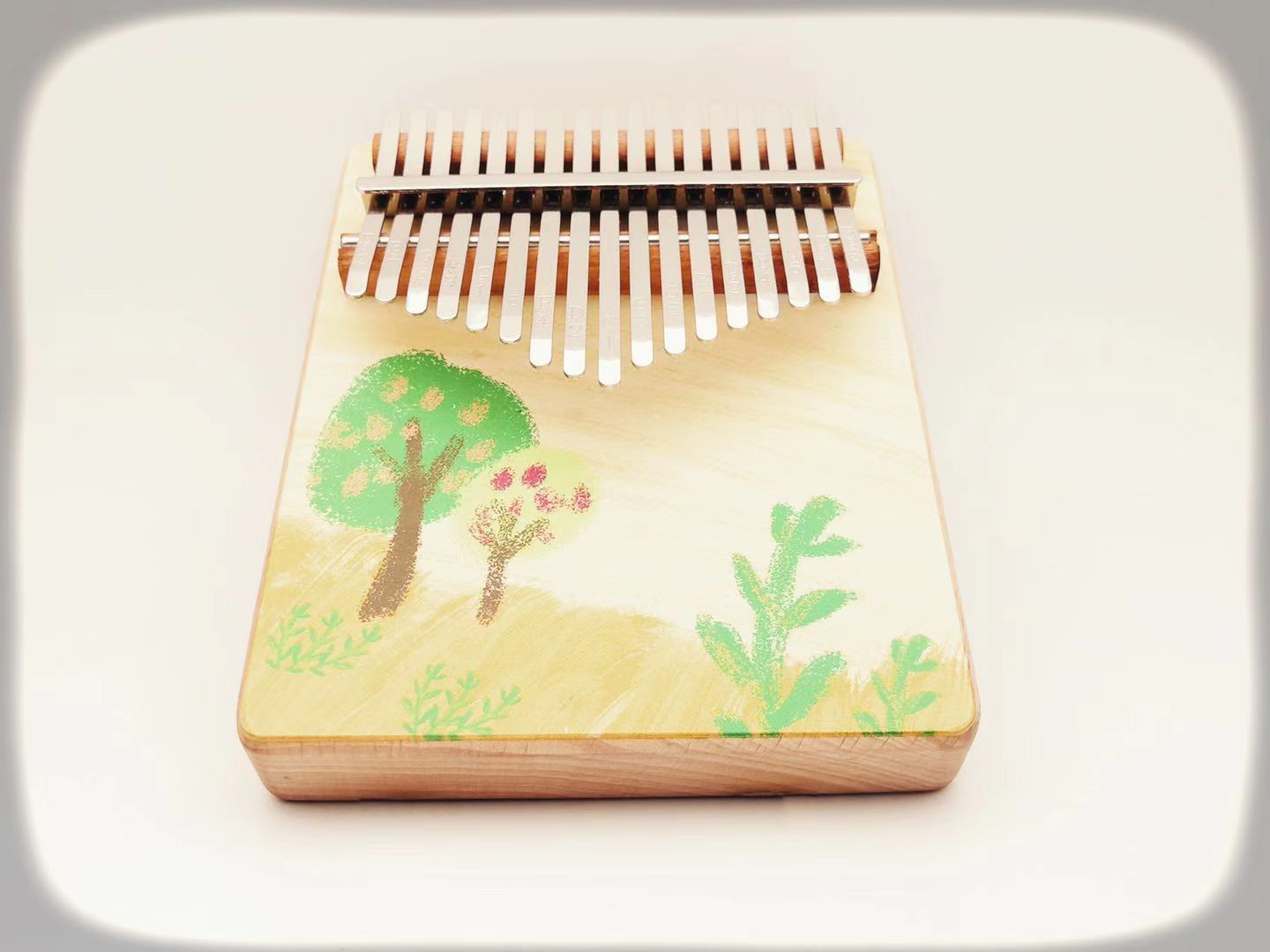 17 Key Country-Style Acoustic and Electric Kalimba with Beautiful Prints - Relaxation Studio
