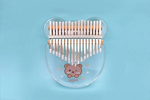 Cute 17 key Acrylic Kalimbas Musical Instruments for Kids Featuring Bear Print - Relaxation Studio