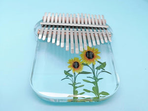 17 key Acrylic Transparent Kalimbas Featuring Sunflowers - Relaxation Studio