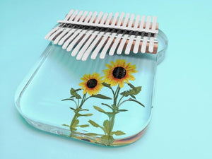 17 key Acrylic Transparent Kalimbas Featuring Sunflowers - Relaxation Studio