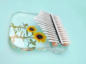 17 key Acrylic Transparent Kalimbas Featuring Sunflowers - Relaxation Studio