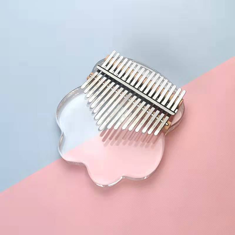 Relaxation Studio Cute 17 Keys Cat and Cat Paws Clear Acrylic Kalimba Thumb Piano Relaxing Instrument