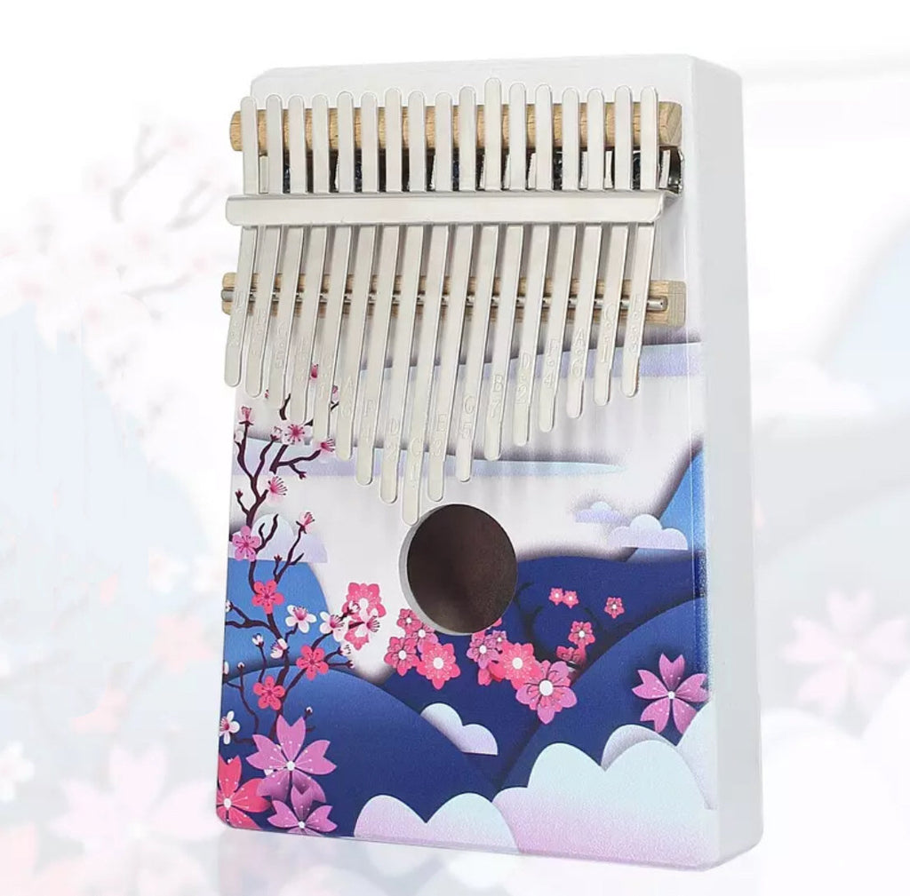 17 Key Printed Sakura Deer Flower Pine Wood Kalimba Thumb Piano - Relaxation Studio