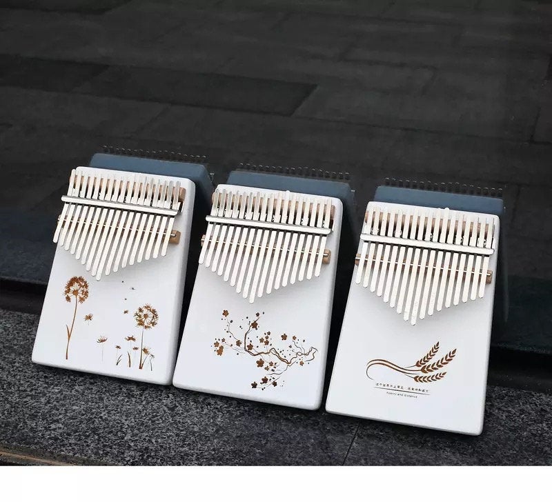 Fun Instruments to Learn Cute 17 Key Kalimba White Board with Print - Relaxation Studio