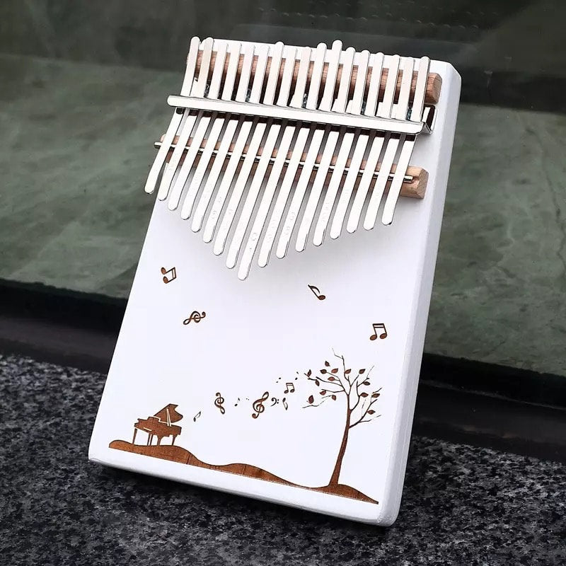 Fun Instruments to Learn Cute 17 Key Kalimba White Board with Print - Relaxation Studio