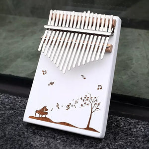Open image in slideshow, Fun Instruments to Learn Cute 17 Key Kalimba White Board with Print - Relaxation Studio
