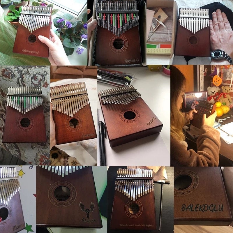 Elegant Folk Instruments 17 Key Okumen Wood Kalimbas  - Relaxation Studio